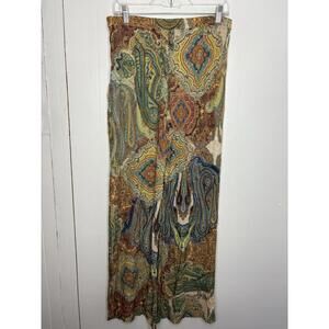 Zara Multicolor Paisley Wide-Leg Pants